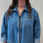 1990s Zip Front 100% Cotton Jean Chore Coat Jacket by Cherokee