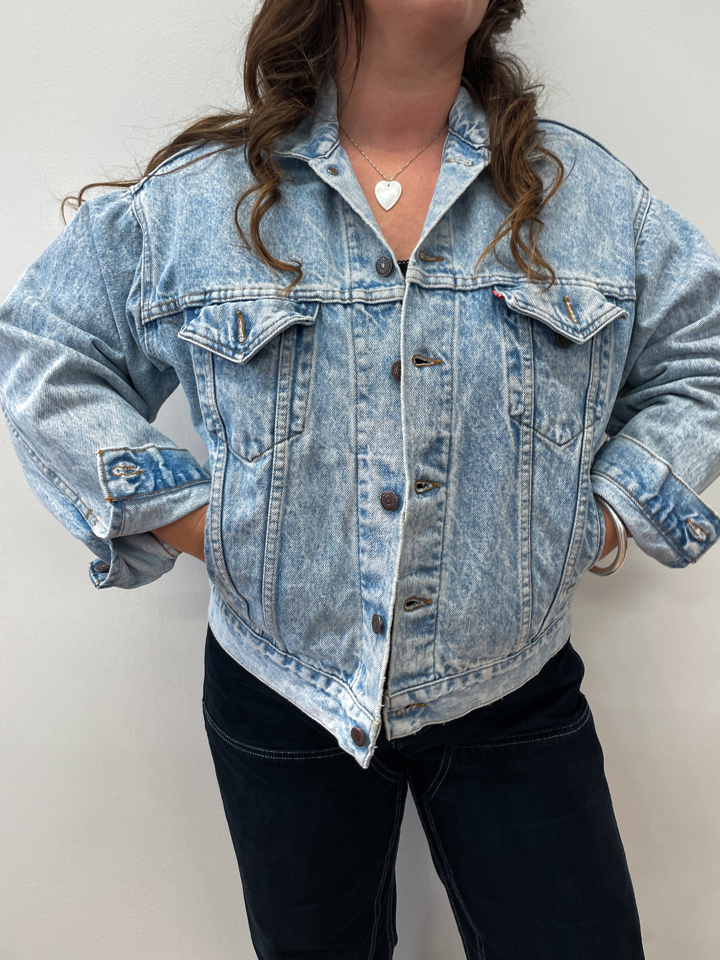 1980s - early 90s Vintage Levi's Stone Wash Light Blue Denim Trucker Jacket