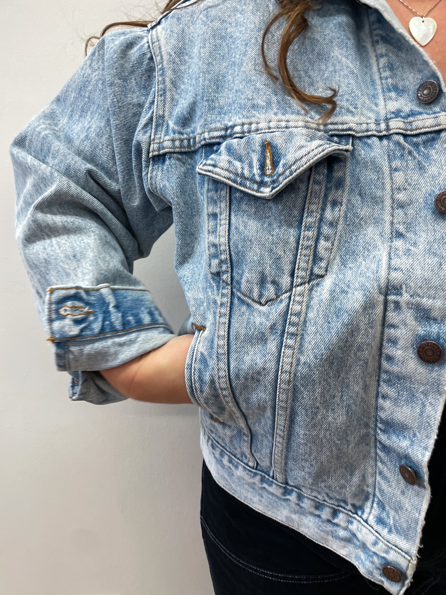 1980s - early 90s Vintage Levi's Stone Wash Light Blue Denim Trucker Jacket