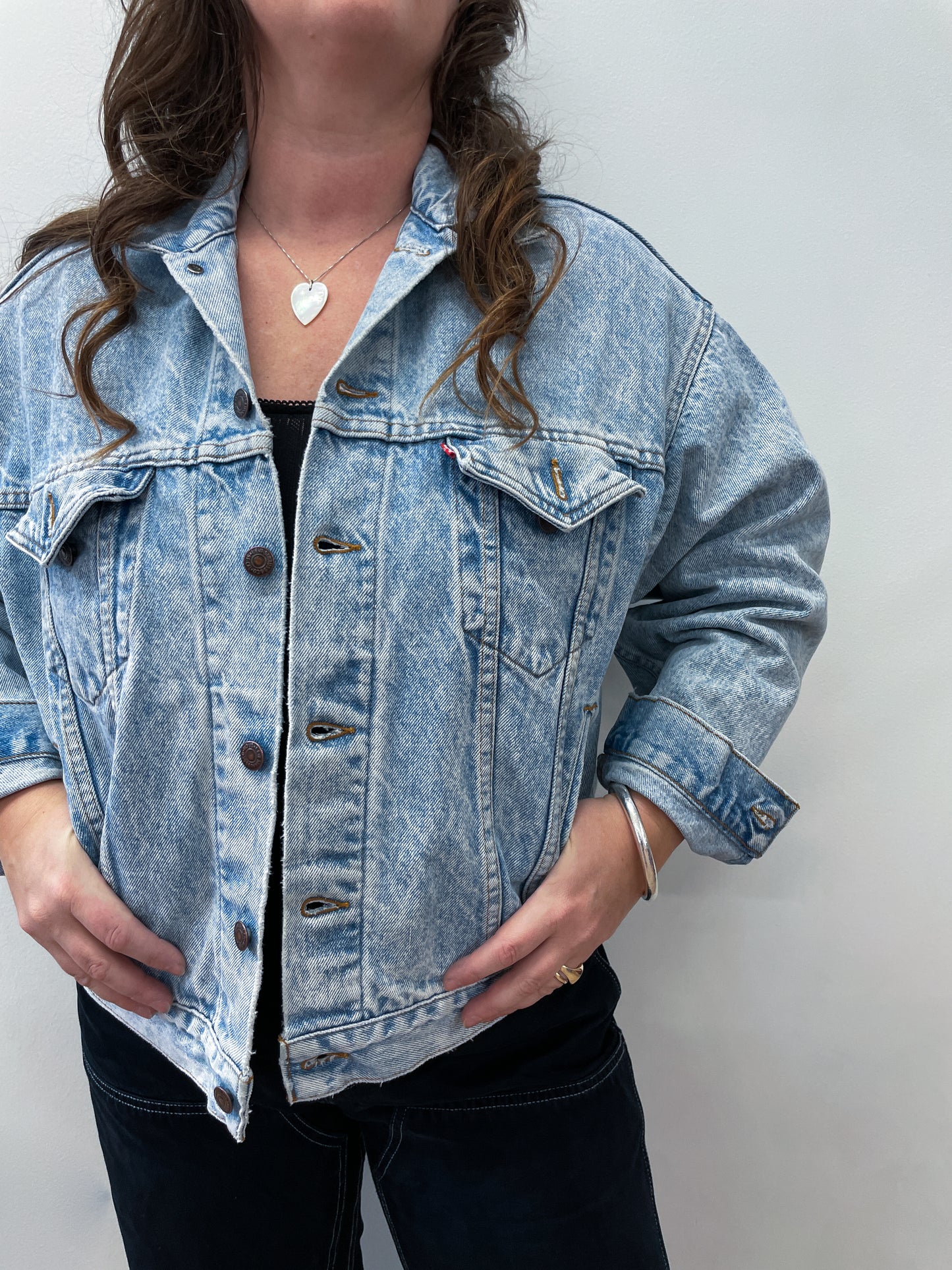 1980s - early 90s Vintage Levi's Stone Wash Light Blue Denim Trucker Jacket