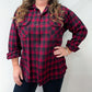 1950s Vintage Pendleton Red Shadow Plaid Flannel Button Down