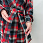 1940s - early 1950s Vintage Pendleton Woolen Mills Red Gray Wool Plaid Long Robe
