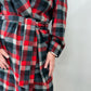 1940s - early 1950s Vintage Pendleton Woolen Mills Red Gray Wool Plaid Long Robe