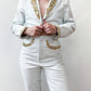 1980s Vintage Bedazzled White Leather 2 Piece Rockstar Set by Dangerous Threads