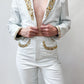 1980s Vintage Bedazzled White Leather 2 Piece Rockstar Set by Dangerous Threads