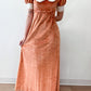 1970s Vintage Orange Velour Maxi Dress