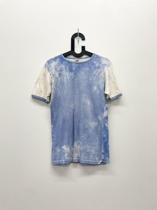 1970s Vintage Levi's Baby Blue Tie Dye Ringer T-Shirt