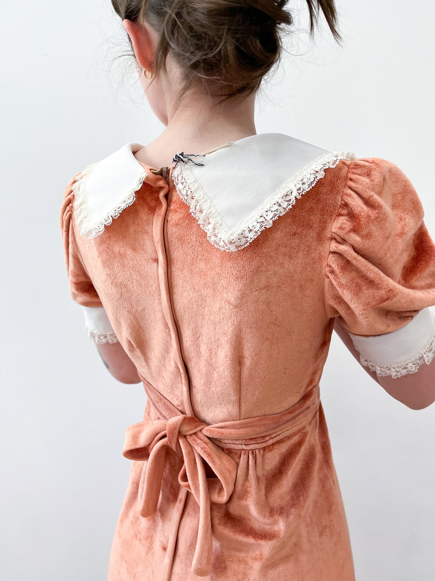 1970s Vintage Orange Velour Maxi Dress