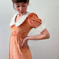1970s Vintage Orange Velour Maxi Dress