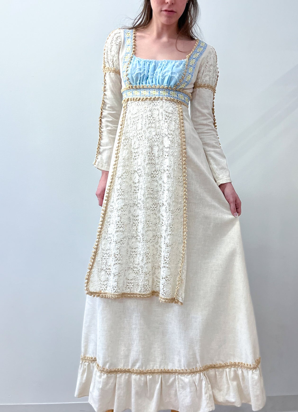 1960s to early 1970s Black Label Gunne Sax Medieval Revival Renaissance Prairie Dress 1969