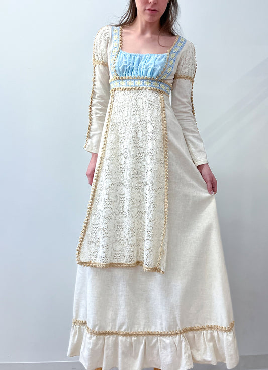 1960s to early 1970s Black Label Gunne Sax Medieval Revival Renaissance Prairie Dress 1969