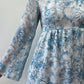 1960s Vintage Light Blue Floral Flare Sleeve Gown