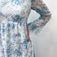 1960s Vintage Light Blue Floral Flare Sleeve Gown