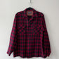 1950s Vintage Pendleton Red Shadow Plaid Flannel Button Down