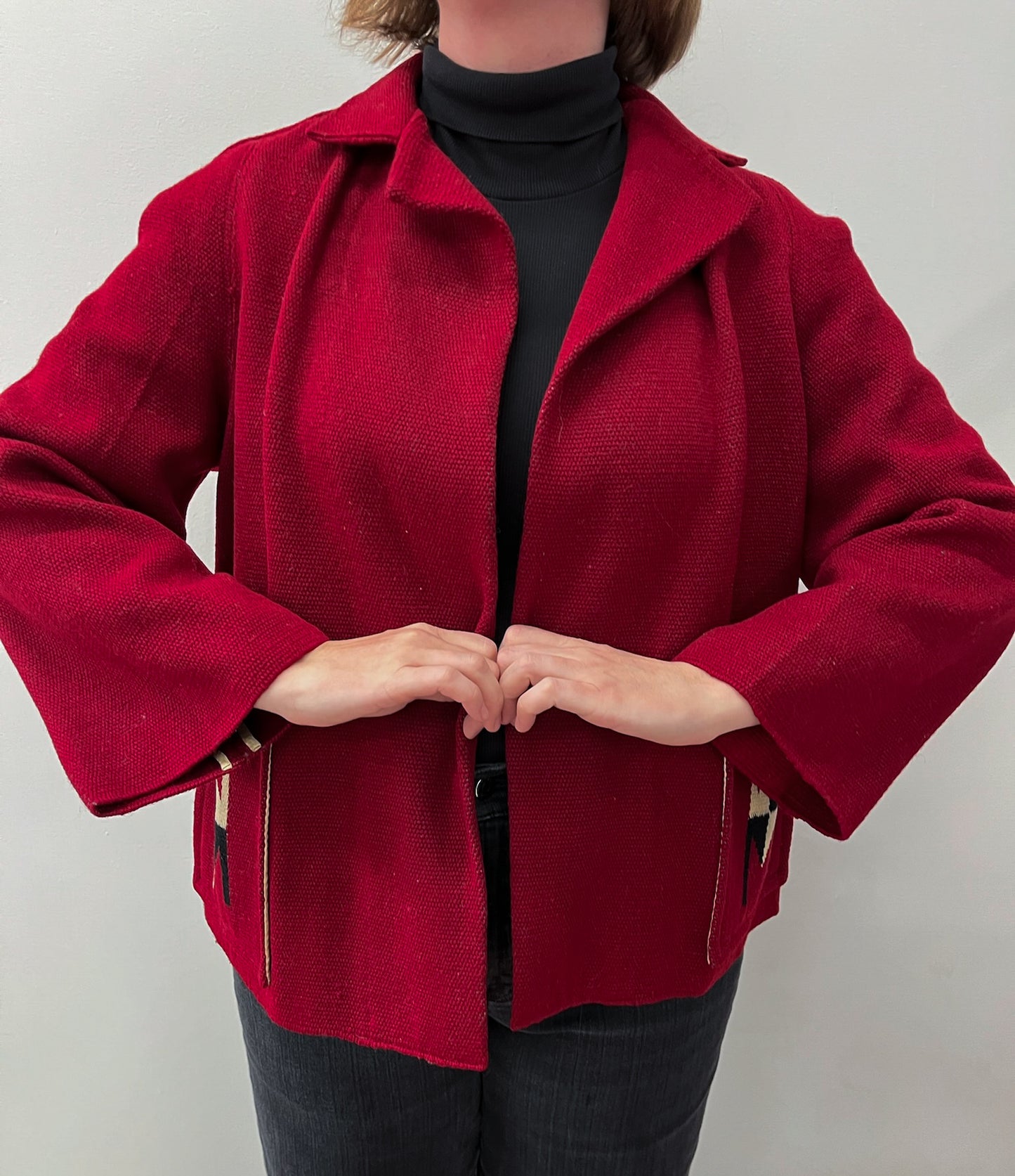 1950s Vintage Chimayo Southwest Woven Wool Jacket Coat