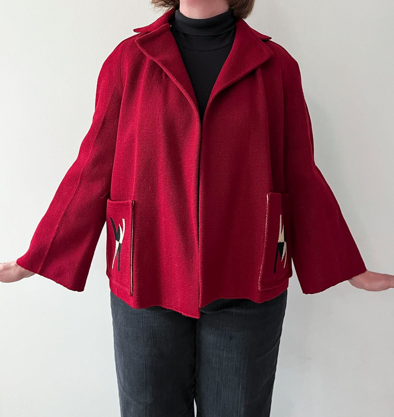 1950s Vintage Chimayo Southwest Woven Wool Jacket Coat