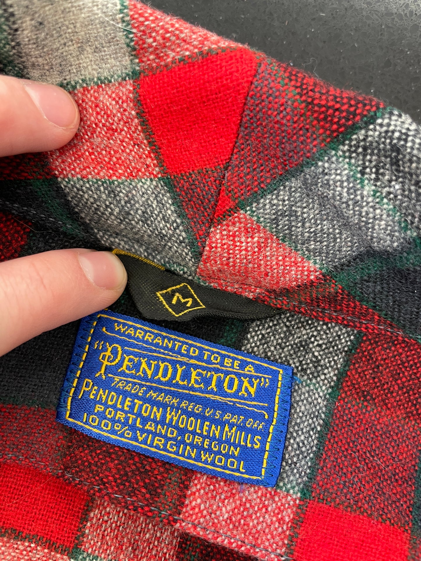 1940s - early 1950s Vintage Pendleton Woolen Mills Red Gray Wool Plaid Long Robe