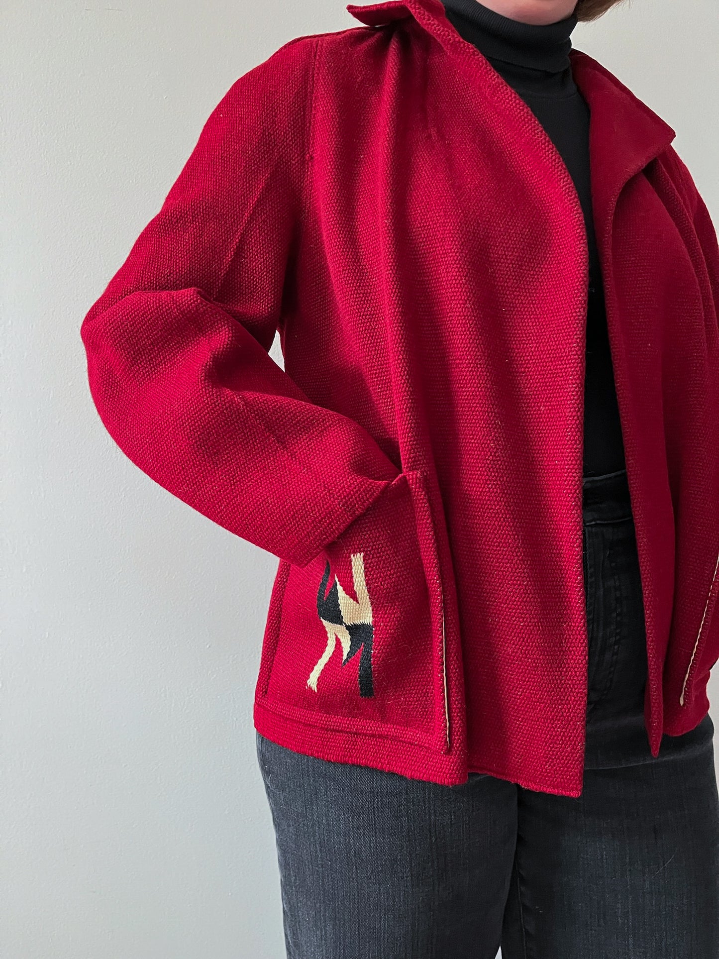 1950s Vintage Chimayo Southwest Woven Wool Jacket Coat