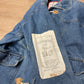 1990s Vintage Wooden Toggle Denim Chore Coat Jacket With Vintage Fabric Patches