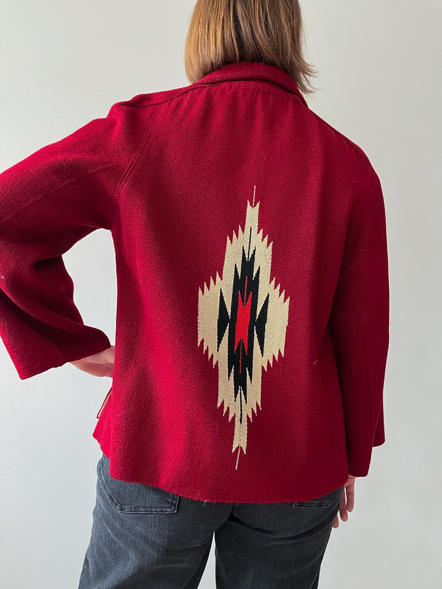 1950s Vintage Chimayo Southwest Woven Wool Jacket Coat