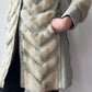 1970s Vintage Mink and Leather Chevron Coat by Franklin Simon New York