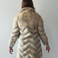 1970s Vintage Mink and Leather Chevron Coat by Franklin Simon New York