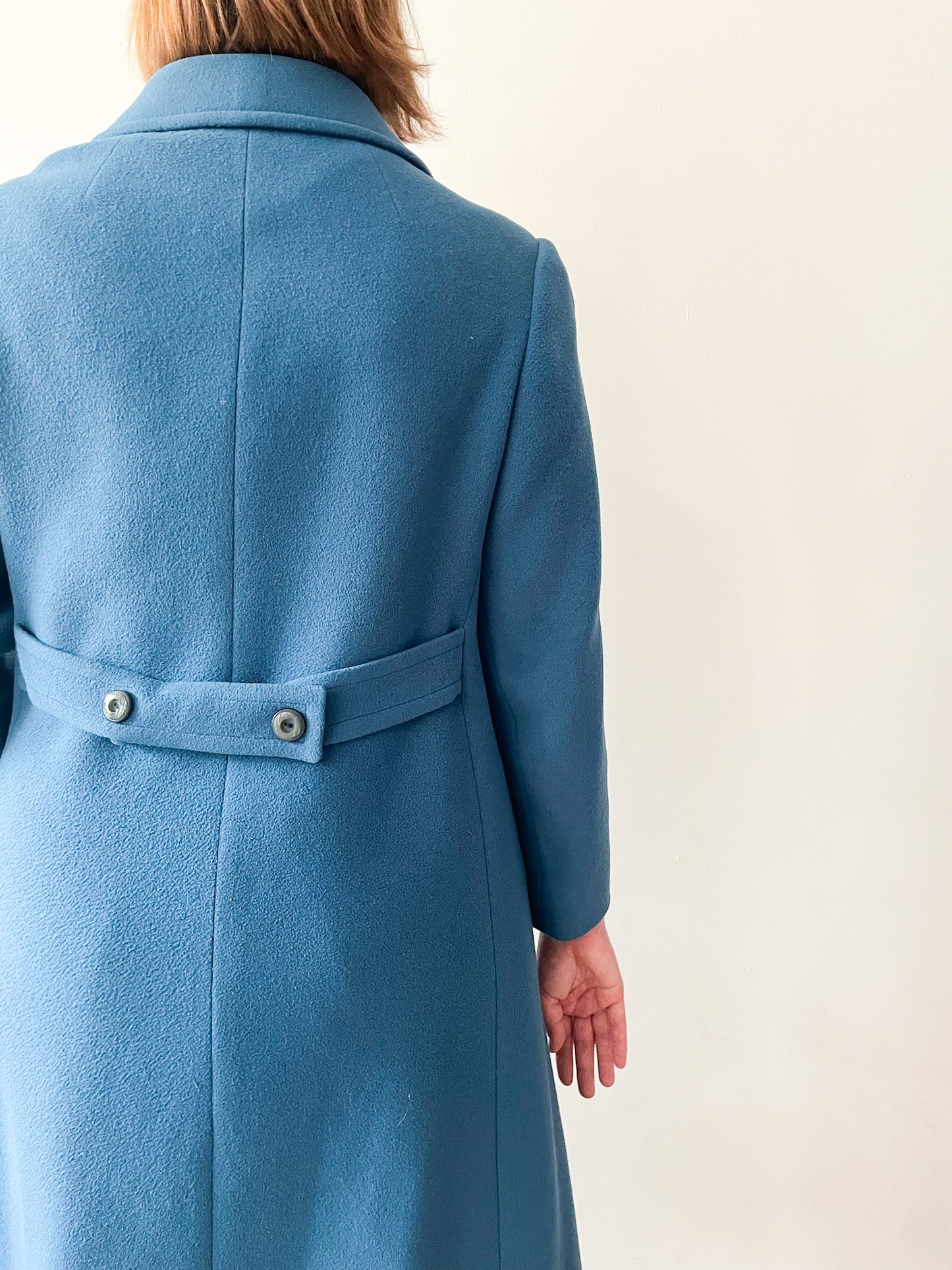 1960s Vintage Pure Cashmere Blue Collared Preppy Madeline Vibes Coat