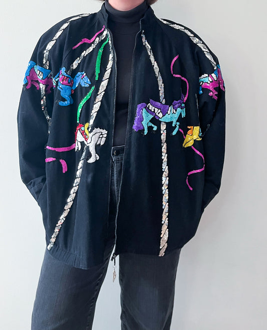 1980s Vintage Sequin Carousel Jacket by Modi Denim