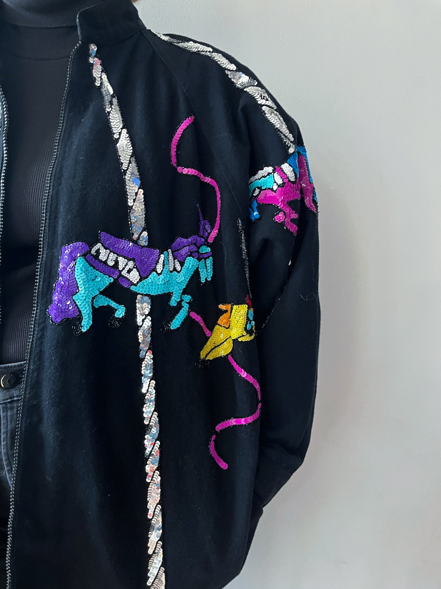 1980s Vintage Sequin Carousel Jacket by Modi Denim