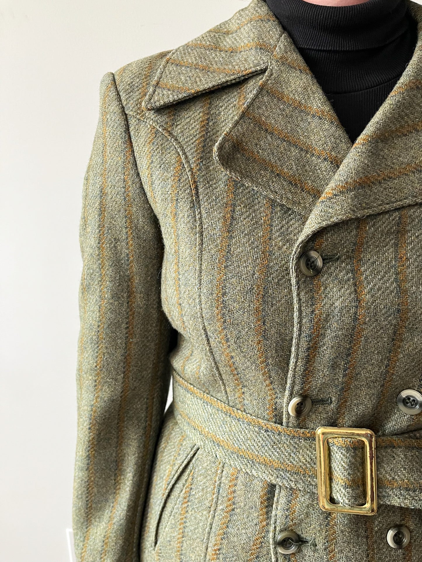 1960s Vintage Wool Pin Stripe Mod Double Breasted Blazer