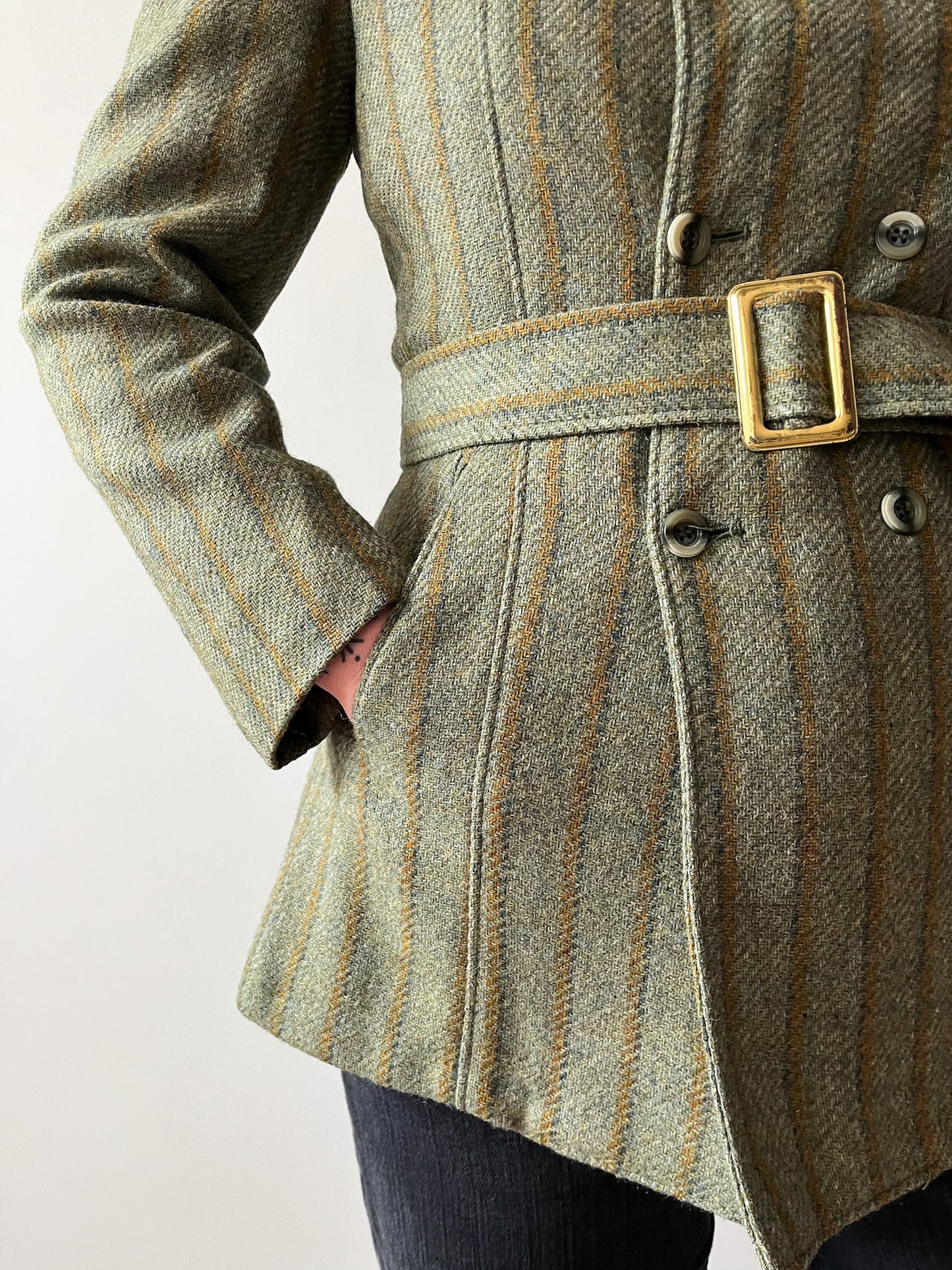 1960s Vintage Wool Pin Stripe Mod Double Breasted Blazer