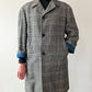 1950s Vintage Plaid Wool Houndstooth Dress Coat with Blue Satin Lining