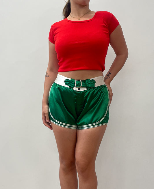 1940s Vintage Green Rayon Boxing Shorts