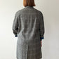 1950s Vintage Plaid Wool Houndstooth Dress Coat with Blue Satin Lining