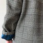 1950s Vintage Plaid Wool Houndstooth Dress Coat with Blue Satin Lining