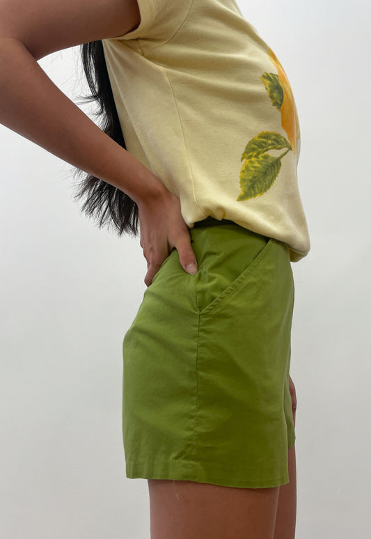 1960s Vintage Avocado High Waisted Back Zip Shorts