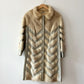 1970s Vintage Mink and Leather Chevron Coat by Franklin Simon New York