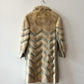 1970s Vintage Mink and Leather Chevron Coat by Franklin Simon New York