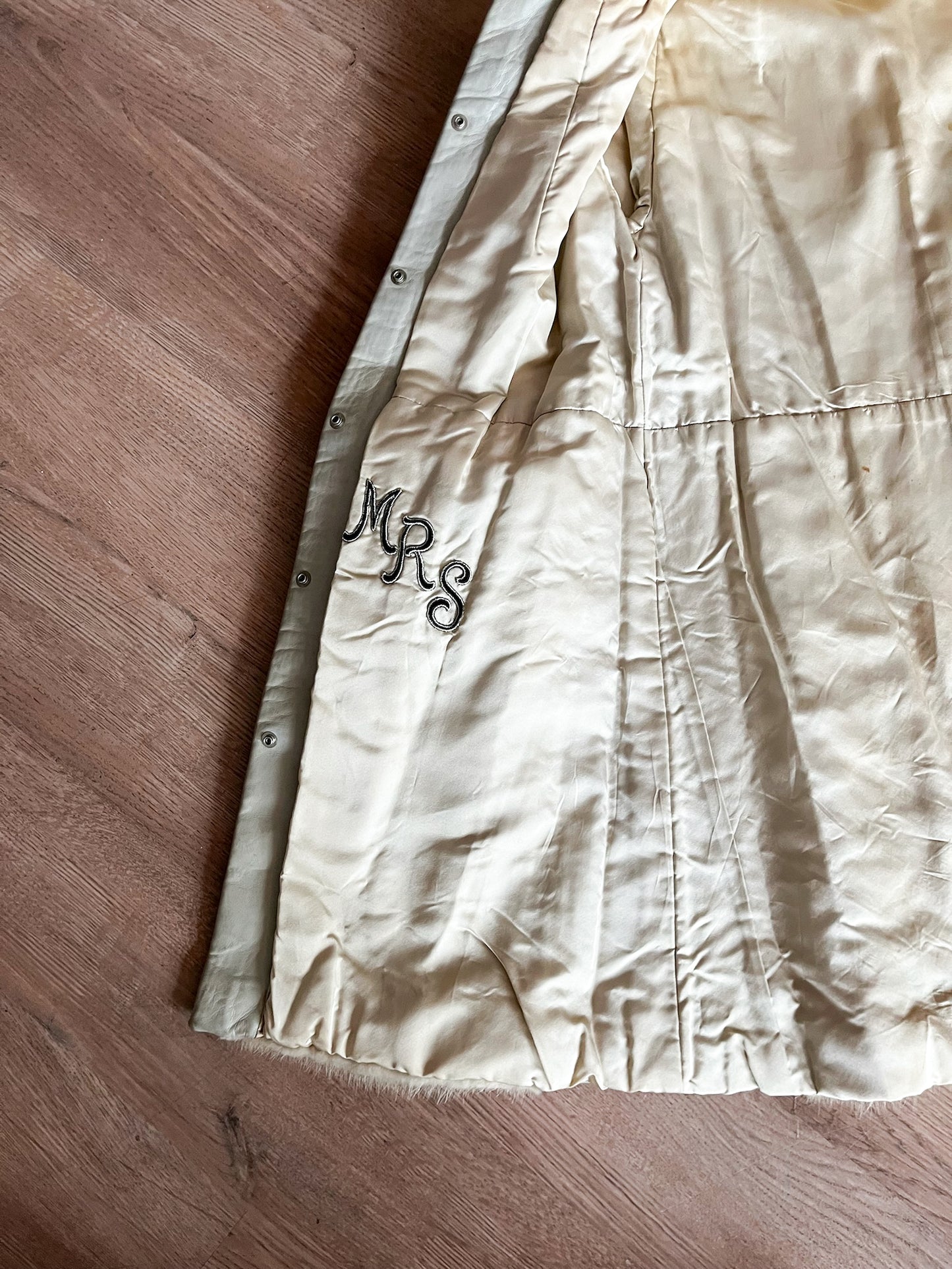 1970s Vintage Mink and Leather Chevron Coat by Franklin Simon New York