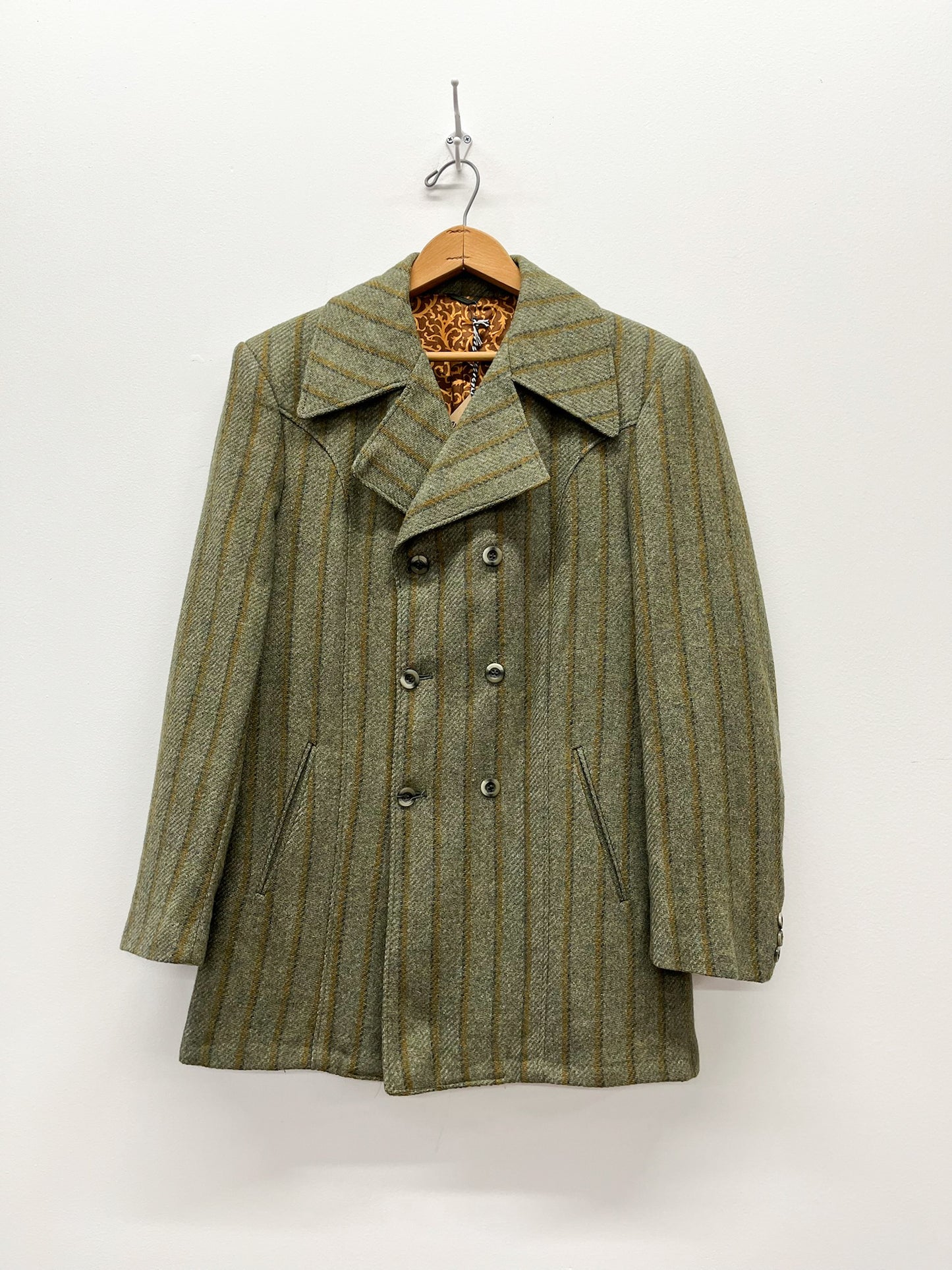 1960s Vintage Wool Pin Stripe Mod Double Breasted Blazer