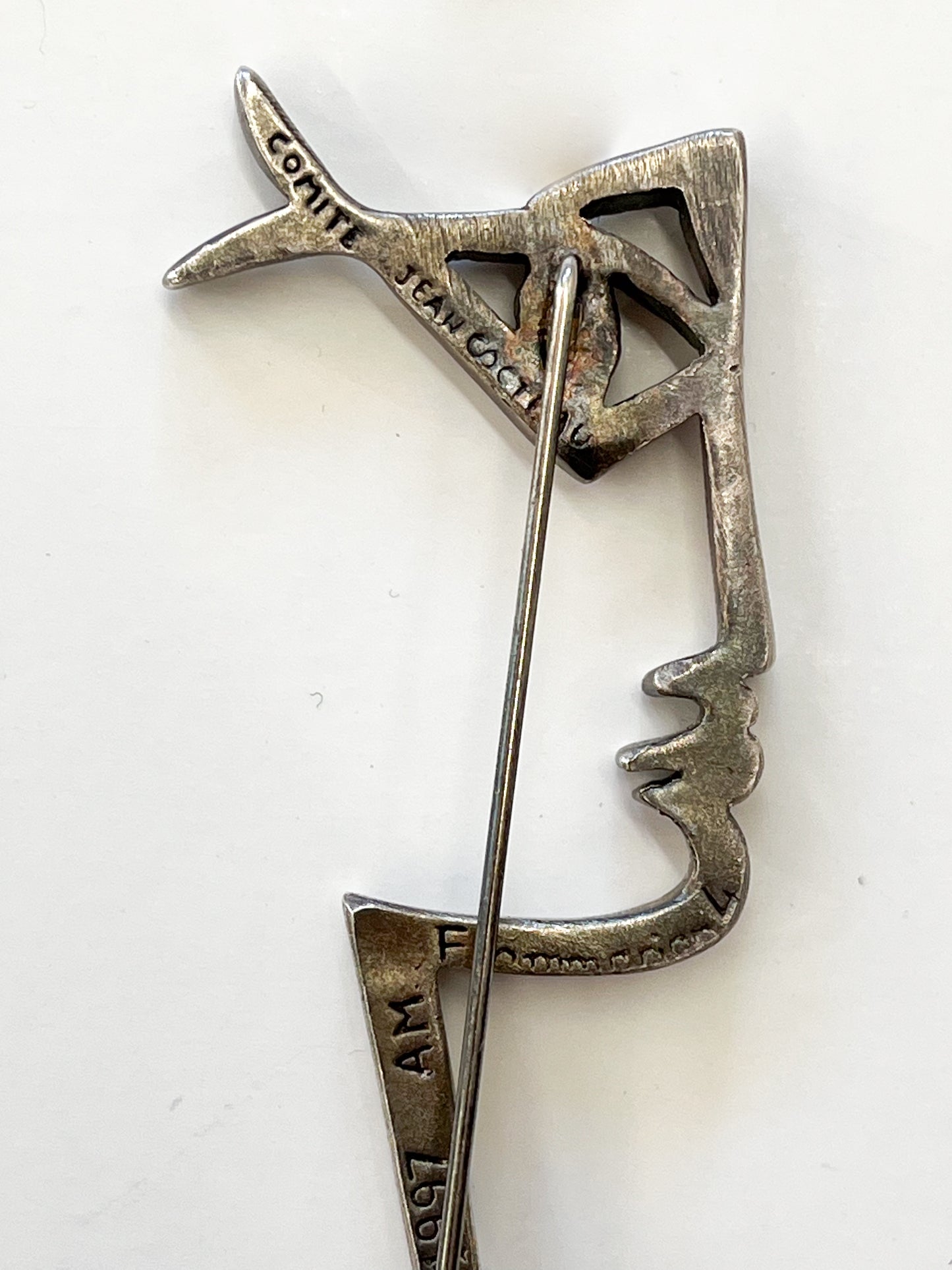 1990s Vintage Jean Cocteau El Perfil (The Profile) Abstract Face Fish Brooch