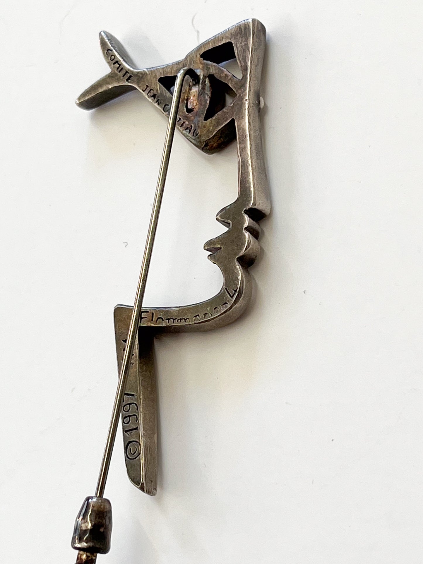 1990s Vintage Jean Cocteau El Perfil (The Profile) Abstract Face Fish Brooch