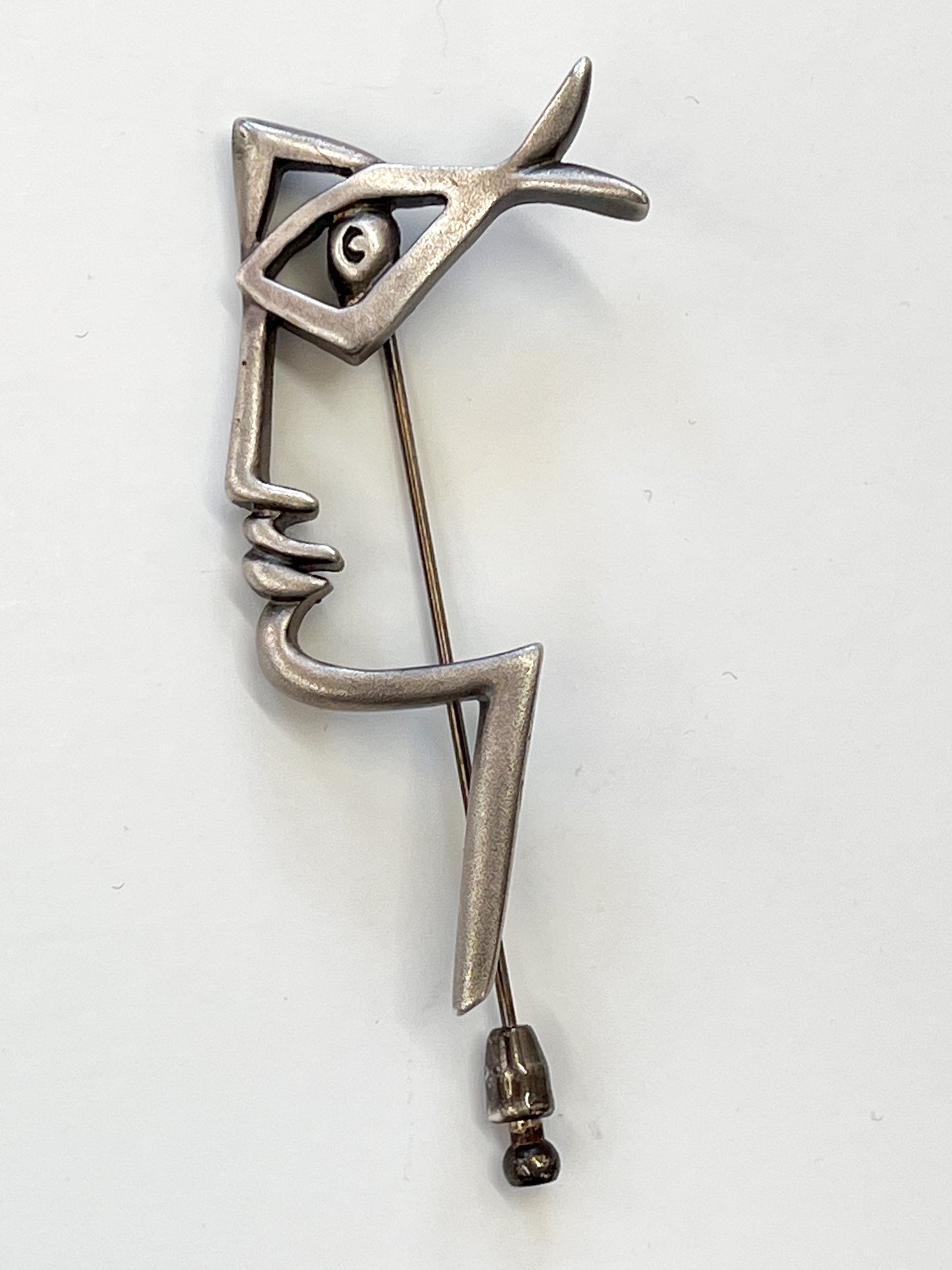 1990s Vintage Jean Cocteau El Perfil (The Profile) Abstract Face Fish Brooch