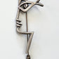 1990s Vintage Jean Cocteau El Perfil (The Profile) Abstract Face Fish Brooch