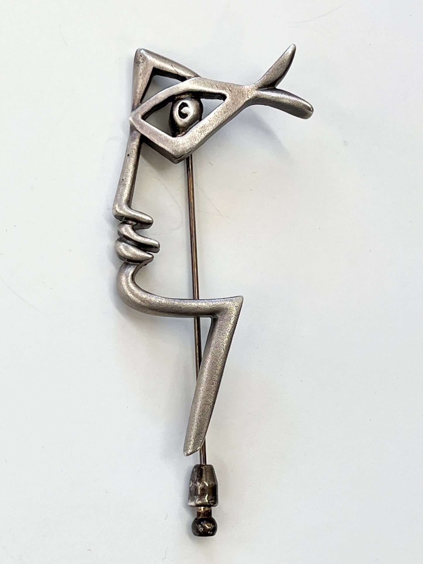 1990s Vintage Jean Cocteau El Perfil (The Profile) Abstract Face Fish Brooch