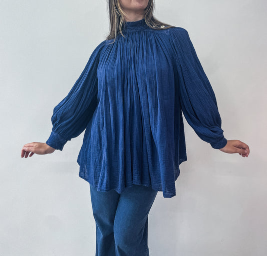 1970s Vintage Indian Cotton Quilted Gauzy Flowy Blouse by Amerikan Climax