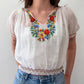 1940s Vintage Hungarian Folk Floral Embroidered Peasant Blouse