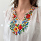 1940s Vintage Hungarian Folk Floral Embroidered Peasant Blouse