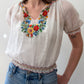 1940s Vintage Hungarian Folk Floral Embroidered Peasant Blouse