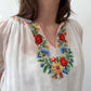 1940s Vintage Hungarian Folk Floral Embroidered Peasant Blouse